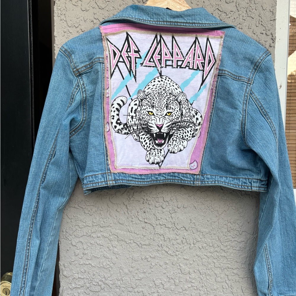 Def Leppard Denim Jacket with Leopard Graphic